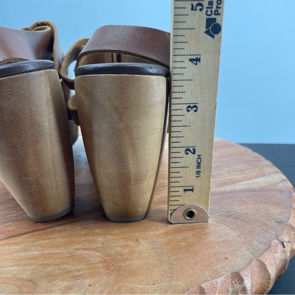 Madewell 1937 Strappy brown Leather Sandals Wood clog Heel Sz 8 - Picture 10 of 10